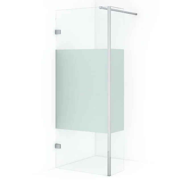 Diamond begehbare Dusche | 80 cm Chrom Feste Wand mit Seitenwand IDC0803123C Duschwand glashelder mit mattem Mittelpaneel, Eckmodell, ideal für ein stilvolles und modernes Badezimmer.