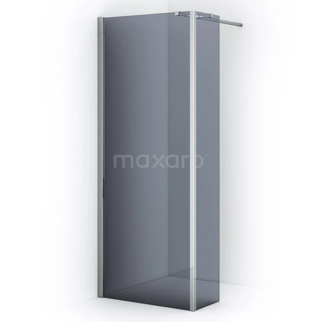 Diamond Walk-in shower | 80 cm Chrome Smoke glass Fixed wall with side panel IDC0803311C