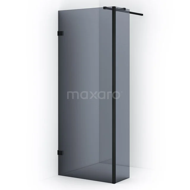 Diamond Walk-in shower | 80 cm Matte black Smoke glass Fixed wall with side panel IDC0803321MB
