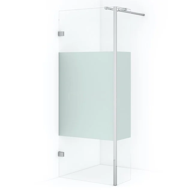 Duschwand mit Klarglas und mattem Mittelpaneel, Aluminiumprofil, ideal als moderne Trennwand im Badezimmer.