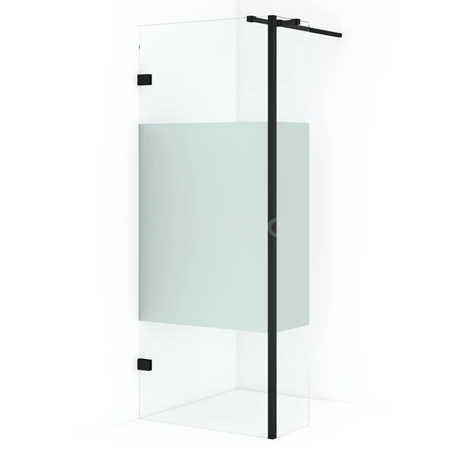 Diamond Walk-in shower | 80 cm Matte black Clear with matt strip Fixed wall with side panel IDC0803323MBN