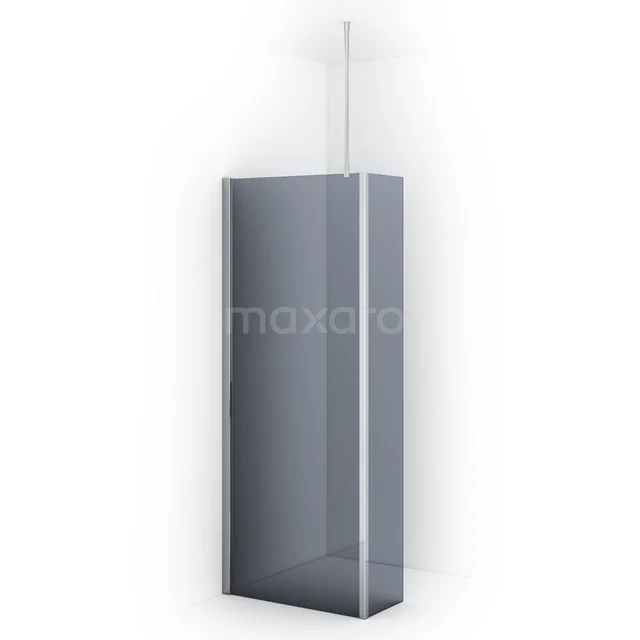 Diamond Walk-in shower | 80 cm Chrome Smoke glass Fixed wall with side panel IDC0803711C
