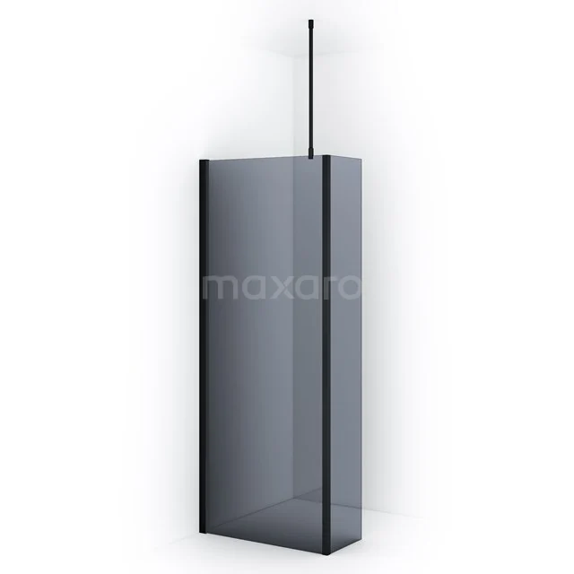 Diamond Walk-in shower | 80 cm Matte black Smoke glass Fixed wall with side panel IDC0803711MB