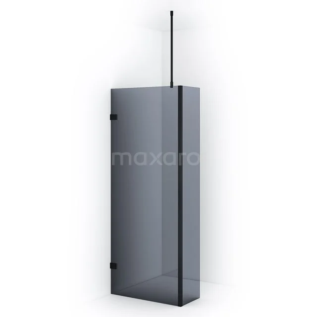 Diamond Walk-in shower | 80 cm Matte black Smoke glass Fixed wall with side panel IDC0803721MB