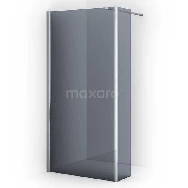 Diamond Walk-in shower | 100 cm Chrome Smoke glass Fixed wall with side panel IDC1003111C
