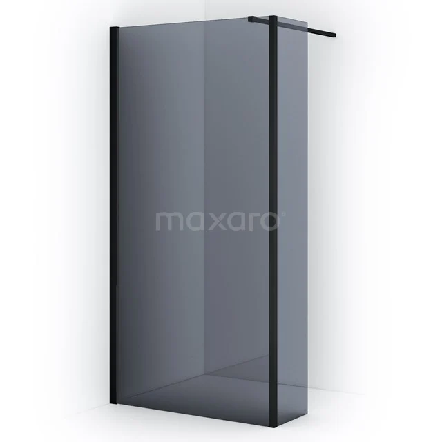 Diamond Walk-in shower | 100 cm Matte black Smoke glass Fixed wall with side panel IDC1003111MB