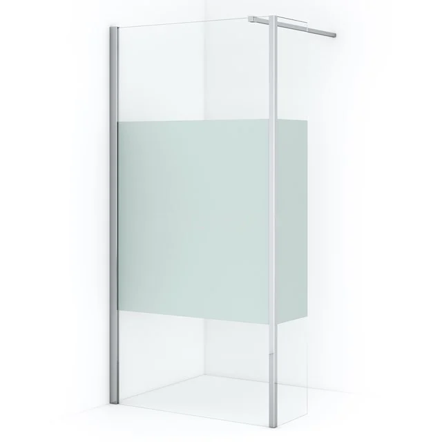 Diamond Walk-in shower | 100 cm Chrome Clear with matt strip Fixed wall with side panel IDC1003113CN