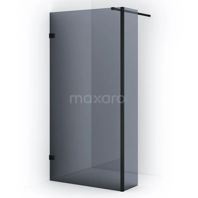 Diamond Walk-in shower | 90 cm Matte black Smoke glass Fixed wall with side panel IDC0903121MB