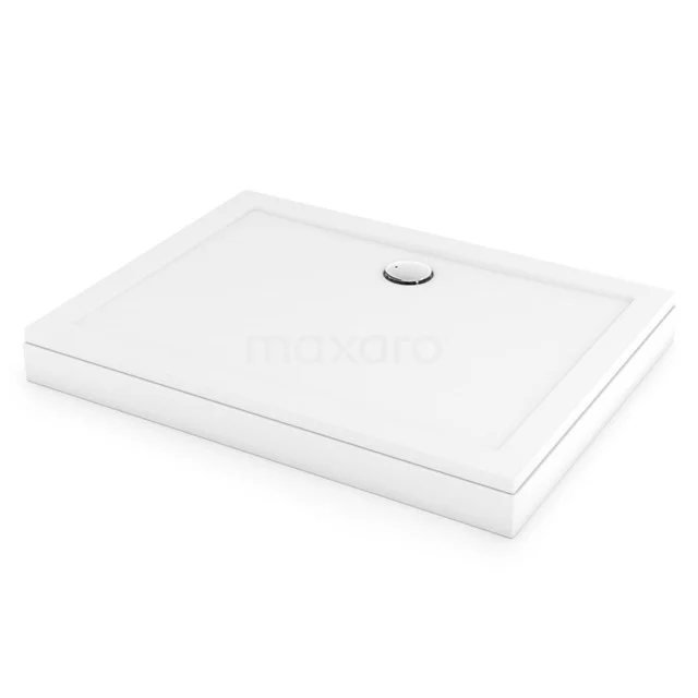 Weiße rechteckige Duschwanne mit modernem Abfluss, hergestellt aus langlebigem Acryl, ideal für eine stilvolle Badezimmergestaltung.