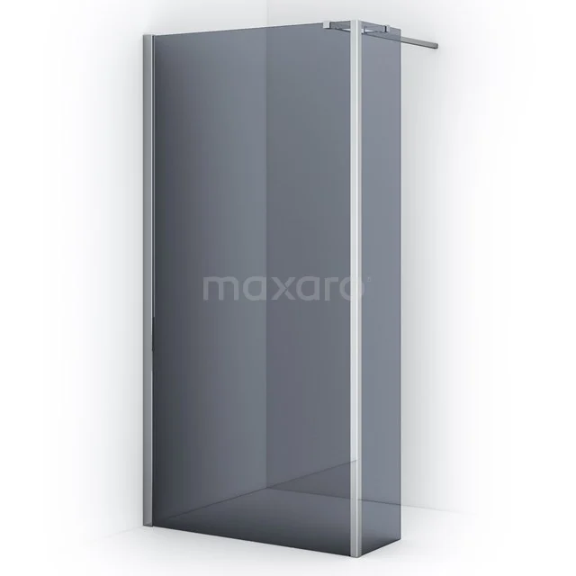Diamond Walk-in shower | 90 cm Chrome Smoke glass Fixed wall with side panel IDC0903311C