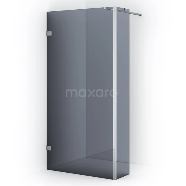Diamond Walk-in shower | 100 cm Chrome Smoke glass Fixed wall with side panel IDC1003321C