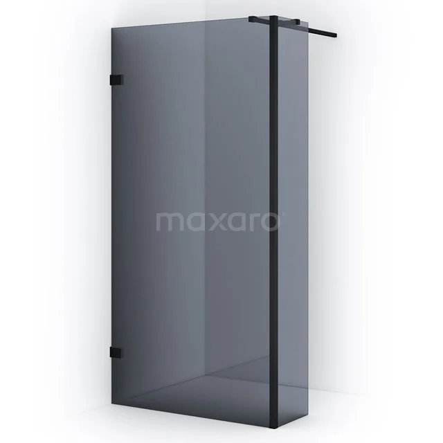 Diamond Walk-in shower | 100 cm Matte black Smoke glass Fixed wall with side panel IDC1003321MB