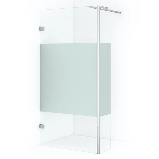 Diamond Walk-in shower | 100 cm Chrome Clear with matt strip Fixed wall with side panel IDC1003323CN