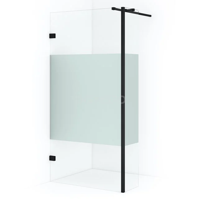 Diamond Walk-in shower | 90 cm Matte black Clear with matt strip Fixed wall with side panel IDC0903323MBN