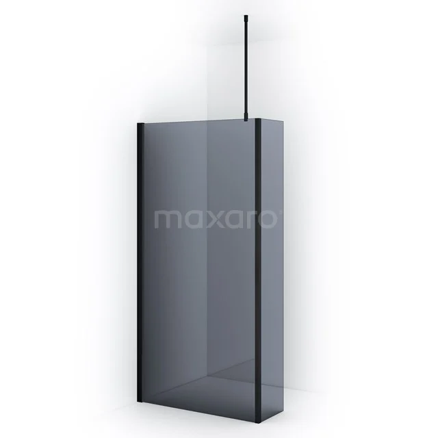 Diamond Walk-in shower | 90 cm Matte black Smoke glass Fixed wall with side panel IDC0903711MB