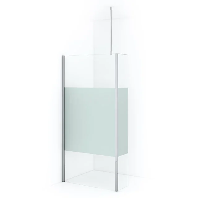 Diamond Walk-in shower | 100 cm Chrome Clear with matt strip Fixed wall with side panel IDC1003713CN