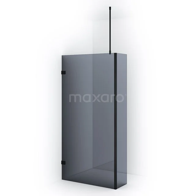 Diamond Walk-in shower | 90 cm Matte black Smoke glass Fixed wall with side panel IDC0903721MB