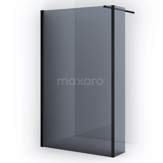 Diamond Walk-in shower | 120 cm Matte black Smoke glass Fixed wall with side panel IDC1203111MB