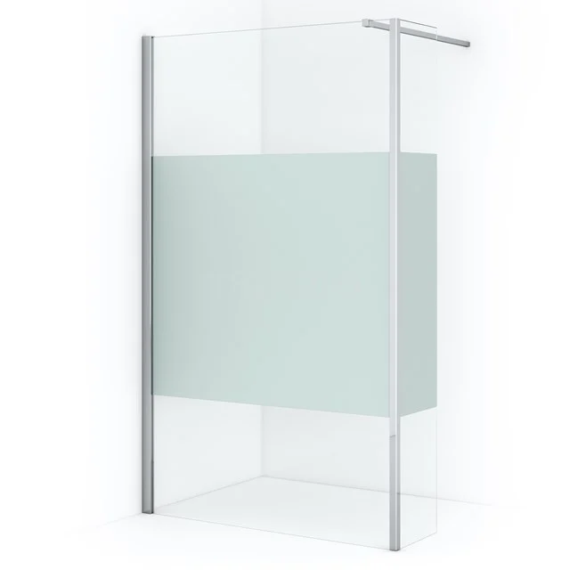 Moderne Ecke Duschwand mit klarem und mattglas, Aluminium Profilen und minimalistischem Design für ein stilvolles Badezimmer.