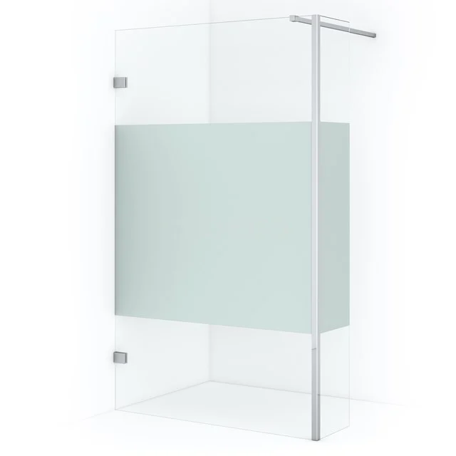 Diamant Begehbare Dusche IDC1203123CN Glas Duschwand mit Matt Weißem Streifen, Eckaufstellung, modernes Design, ideal für ein stilvolles und privatsphärefreundliches Badezimmer.