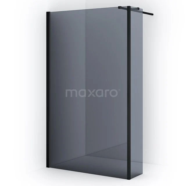 Diamond Walk-in shower | 110 cm Matte black Smoke glass Fixed wall with side panel IDC1103311MBN
