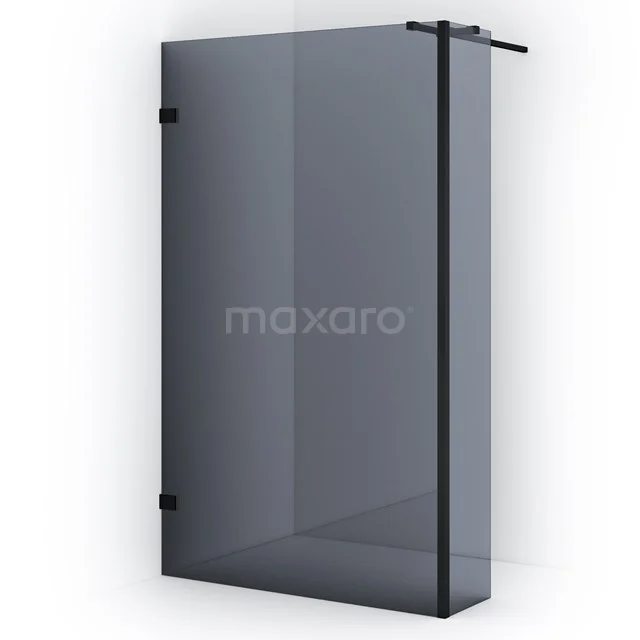 Diamond Walk-in shower | 120 cm Matte black Smoke glass Fixed wall with side panel IDC1203321MB