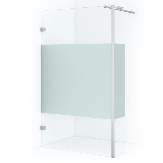 Diamond Walk-in shower | 110 cm Chrome Clear with matt strip Fixed wall with side panel IDC1103323CN