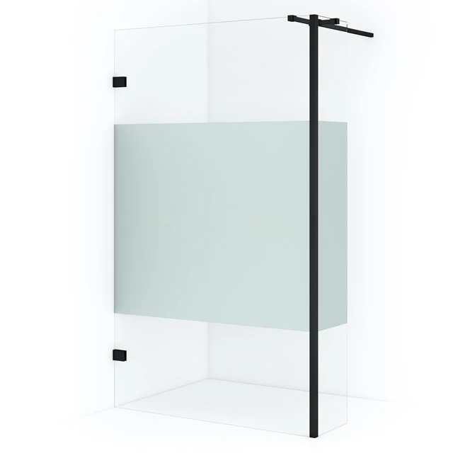 Diamond begehbare Dusche | 110 cm Matt Schwarz Feste Wand mit Seitenwand IDC1103323MB Eckige Glas-Duschwand mit Schwarzrahmen, mattem Bereich für Privatsphäre, ideal für moderne Bäder.