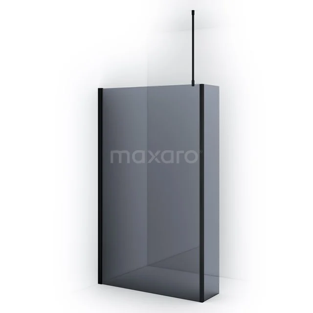 Diamond Walk-in shower | 110 cm Matte black Smoke glass Fixed wall with side panel IDC1103711MBN