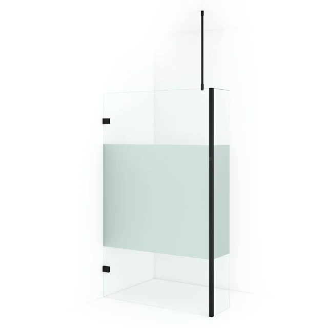 Diamond Walk-in shower | 120 cm Matte black Clear with matt strip Fixed wall with side panel IDC1203713MBN