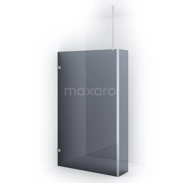 Graue Duschwand mit modernem Design, Mattglas und Aluminiumprofil, perfekt für eine stilvolle Badezimmergestaltung.