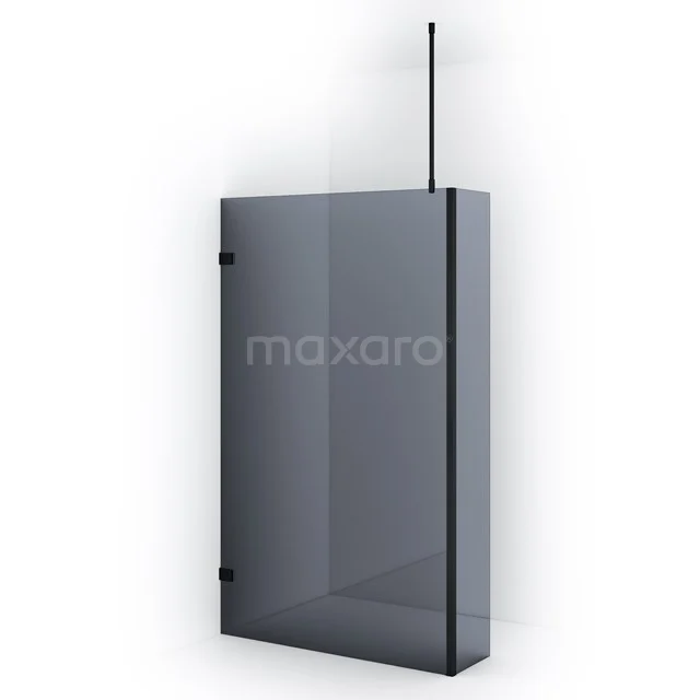 Diamond Walk-in shower | 110 cm Matte black Smoke glass Fixed wall with side panel IDC1103721MBN