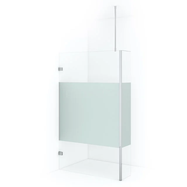 Duschwand mit Mattglas-Einsatz, Klarglas, schlichte Aluminiumprofile, ideale Lösung für ein modernes Badezimmer.