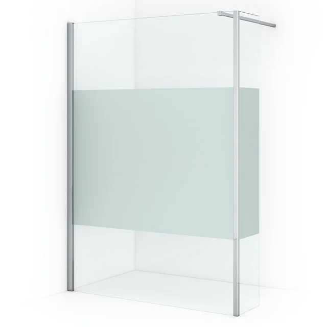 Diamond Walk-in shower | 140 cm Chrome Clear with matt strip Fixed wall with side panel IDC1403113CN