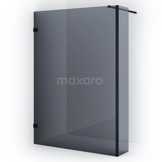 Diamond Walk-in shower | 140 cm Matte black Smoke glass Fixed wall with side panel IDC1403121MB