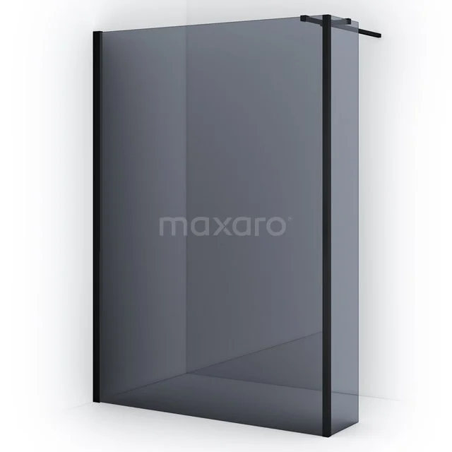 Diamond Walk-in shower | 140 cm Matte black Smoke glass Fixed wall with side panel IDC1403311MB