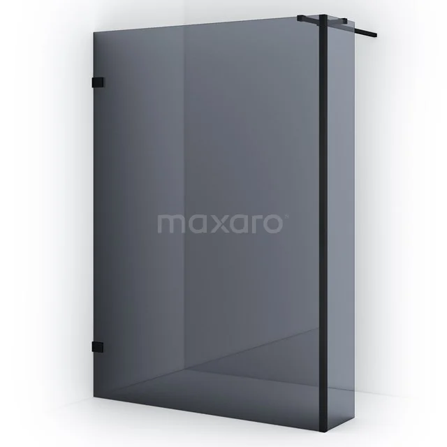 Diamond Walk-in shower | 140 cm Matte black Smoke glass Fixed wall with side panel IDC1403321MB