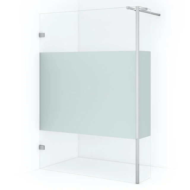 Frosted glass shower screen with aluminium profile, modern look; ideal as a stylish solution for an open bathroom design.