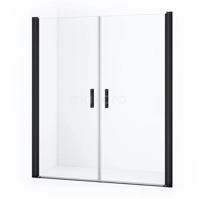 Diamond Shower door | 140 cm Matte black Clear glass Bi-fold door DDE1070710MBN