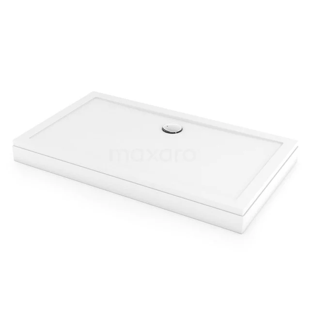 Hohe Duschwanne / Duschtasse 140x80cm Rechteck SMC Hochglanz Weiß DBSR1408-H Rechteckige weiße Duschwanne, Keramik, mit Abfluss in der Mitte, ideal für eine moderne Badezimmergestaltung.