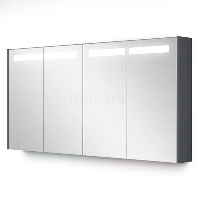 Spiegelschrank mit Beleuchtung Modulo 137.6x70cm Dunkelgrau K99-1400-59008-06 Moderne Spiegelschrank mit LED-Beleuchtung, 4 Türen und anthrazitfarbenen Seiten, perfekt für eine stilvolle Badezimmergestaltung.