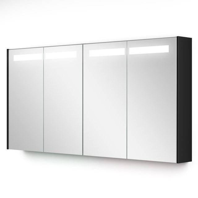 Spiegelkast Met Verlichting Modulo 140x70cm Hoogglans Zwart K99-1400-59008-11