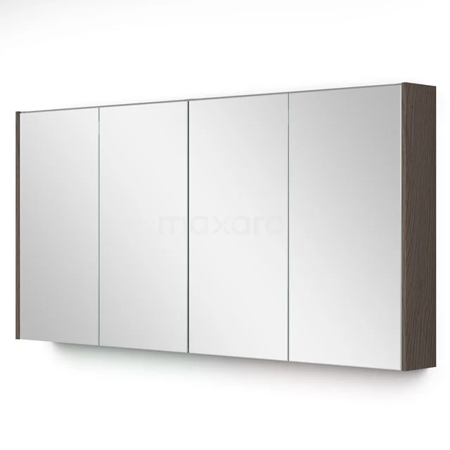 Badschrank mit Spiegeltüren, modernes Design, vierteilig, Holzoptik Seitenwände, ideal für Badezimmerlagerung.