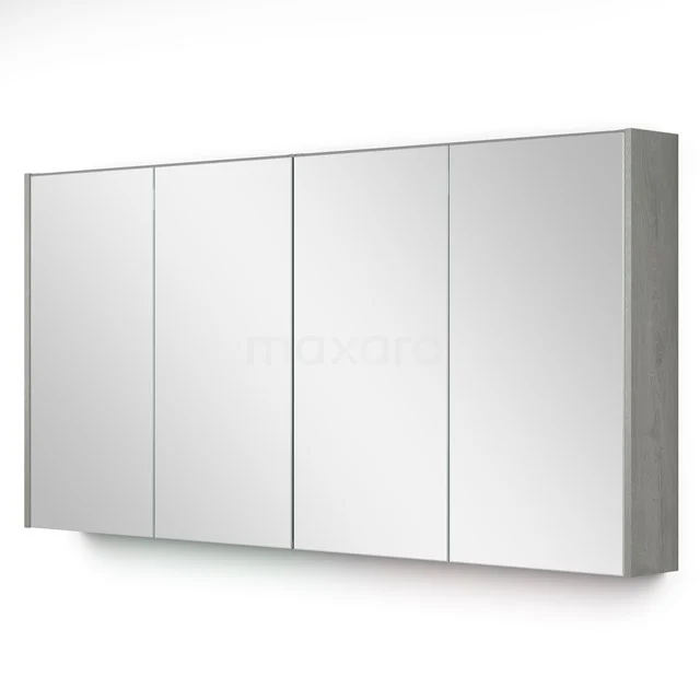 Moderne Spiegelschrank mit vier Türen, Aluminiumrahmen und schickem Design, ideal für eine stilvolle Badezimmeraufbewahrungslösung.