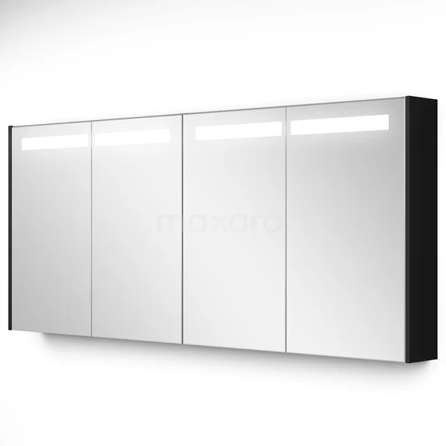 Spiegelschrank mit Beleuchtung Modulo 157.6x70cm Matt Schwarz K99-1600-59008-01 Schwarzer Spiegelschrank mit vier Türen, integrierter LED-Beleuchtung und schlankem Design; stilvoller Stauraum für das Badezimmer.