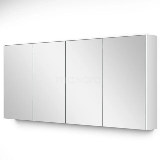 Weiße Badezimmer Spiegelschrank mit vier Türen, schlankes Design, ideal zum Verstauen und für die Spiegelbenutzung in modernen Bädern.