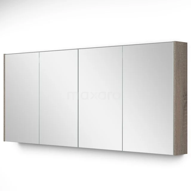 Spiegelschrank mit Beleuchtung Modulo 157.6x70cm Eiche K99-1600-59009-32 Moderne Badezimmer Spiegelschrank mit vier Türen, weißer Ausführung und Holzakzenten, geeignet für stilvolle Badezimmerlagerung.