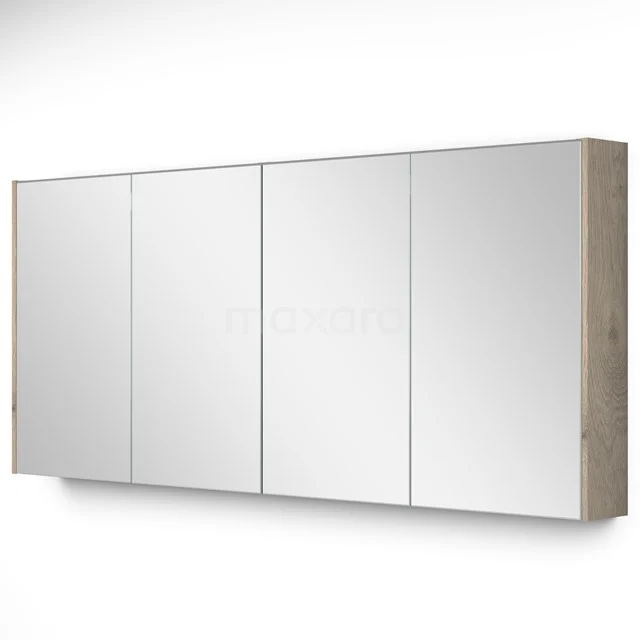 Spiegelschrank mit Beleuchtung Modulo 157.6x70cm hellgraue Eiche K99-1600-59009-33 Spiegelschrank Holzoptik mit quadratischen silbernen Spiegeln, großzügigem Stauraum, perfekt für ein modernes Badezimmer.