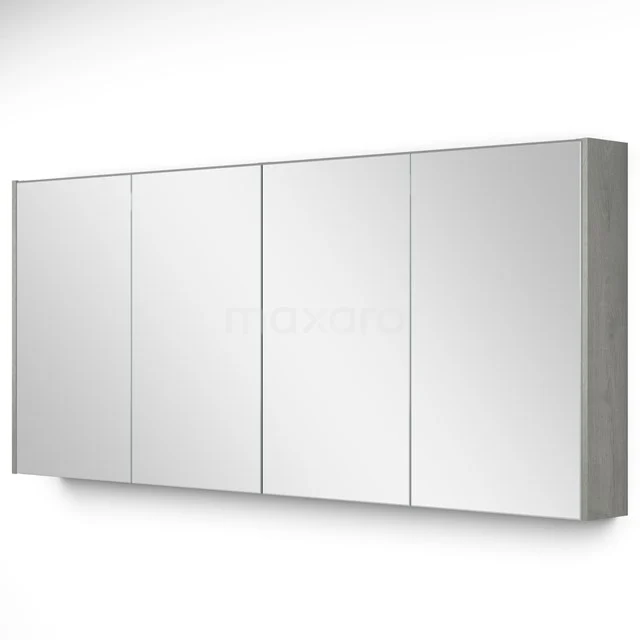 Spiegelschrank mit Beleuchtung Modulo 157.6x70cm Grau Eiche K99-1600-59009-39 Viertüriger Spiegelschrank mit klaren Linien, Aluminiumoberfläche und viel Stauraum für ein modernes Badezimmer.
