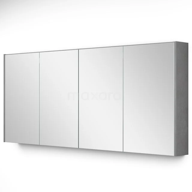Spiegelschrank mit Beleuchtung Modulo 157.6x70cm hellgrauer Beton K99-1600-59009-50 Strakke Edelstahl Badezimmer-Spiegelschrank mit vier Spiegeldecken, ideal für Stauraum in modernen Bädern.